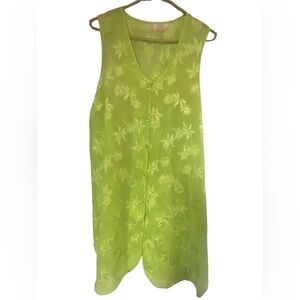 La intimates chartreuse green sleeveless sheer ladies nightie nightgown large